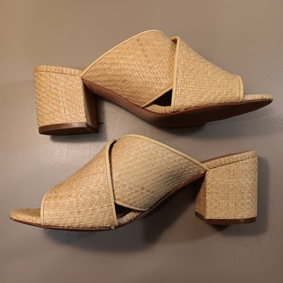 J. McLaughlin women's 'Tribeca' Raffia Heeled Slide Sandal sz 8 M - Picture 4 of 12